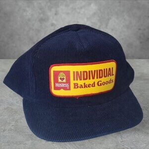 Vintage 90s 'Hostess' weed humor navy corduroy snapback hat